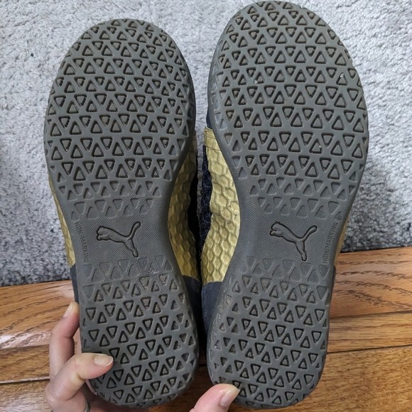 Puma gold and black geometric honeycomb hexagonal basketball sneakers size 7 - Picture 4 of 6